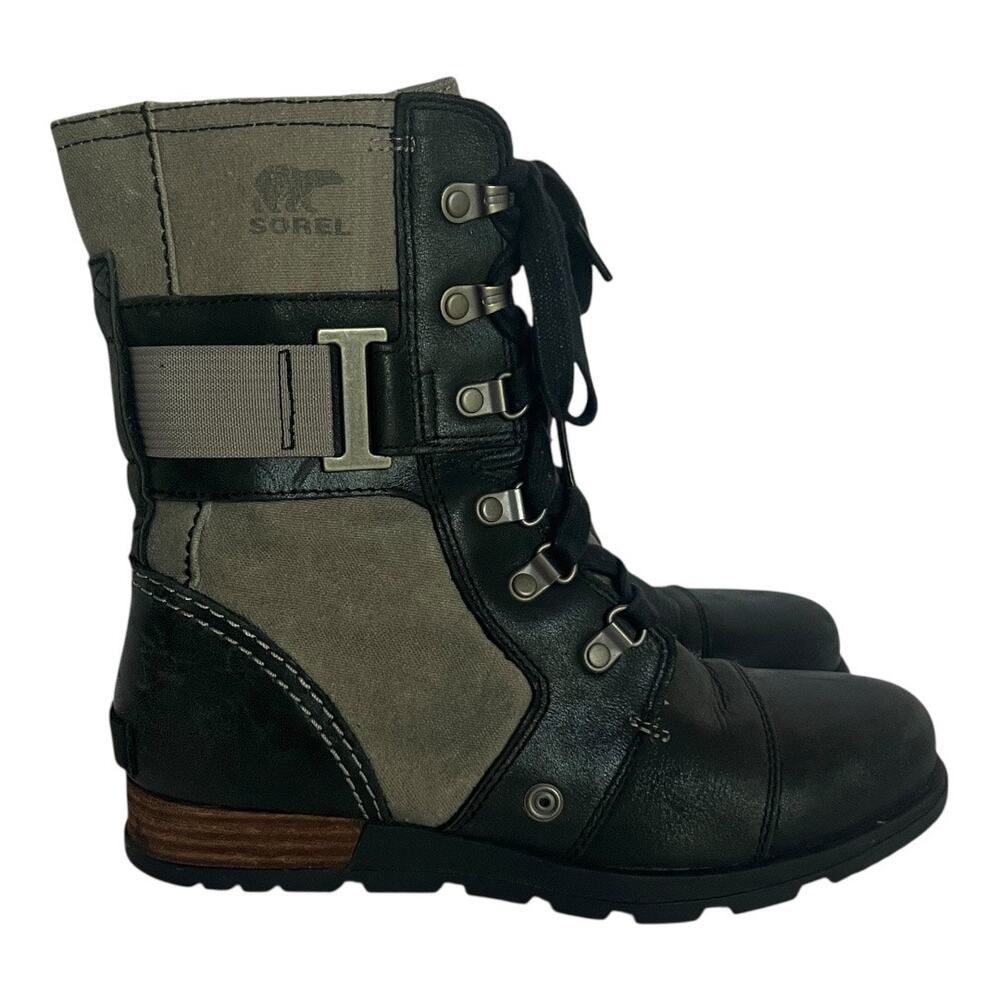 Sorel Major Carly Combat Lace Up Canvas Boots Size 7 - Picture 2 of 12